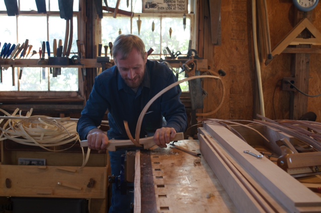 Master Woodworker Frank Strazza making splints for baskets